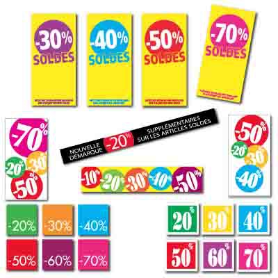 Affiches 10% 20% 30% 40% 50% 60% 70% - SOLDES - Achat Vente chez