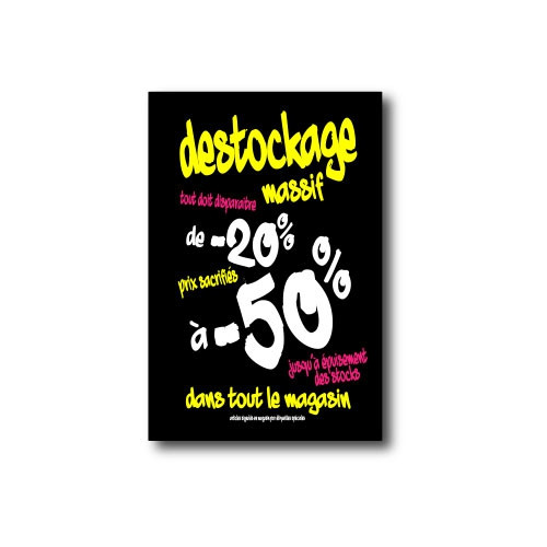 Affiche "DESTOCKAGE -50%" L75 H100cm