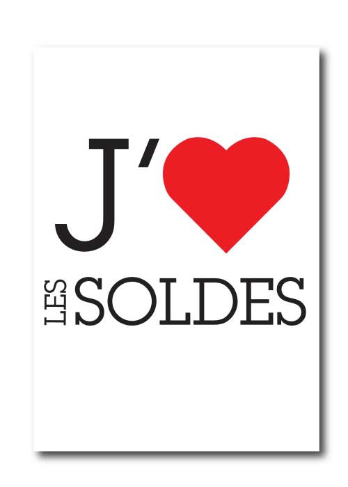 Affiche XXL j'AIME LES SOLDES  L120 H170cm