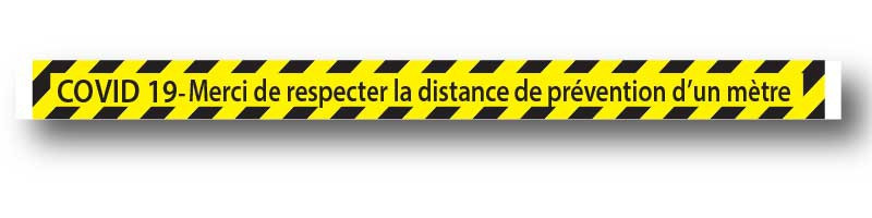 Sticker de sol jaune COVID 19  L100 H7cm