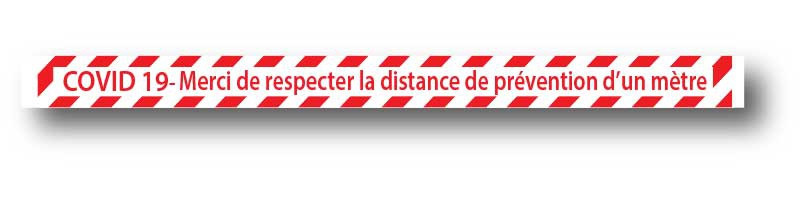 Sticker de sol rouge COVID 19  L100 H7cm