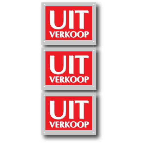 3 Karton 350g."UITVERKOOP " L34 H110cm