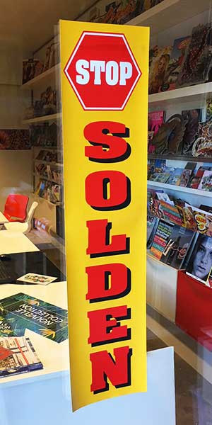 Poster  "STOP SOLDEN" L20  H82cm