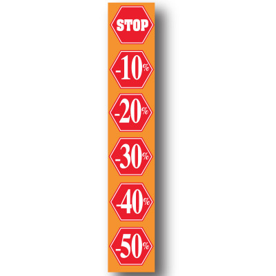 Grote affiche, STOP %, 176 x 30 cm.