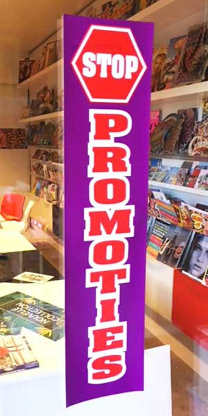 Poster STOP PROMOTIES  L20  H82 cm. 