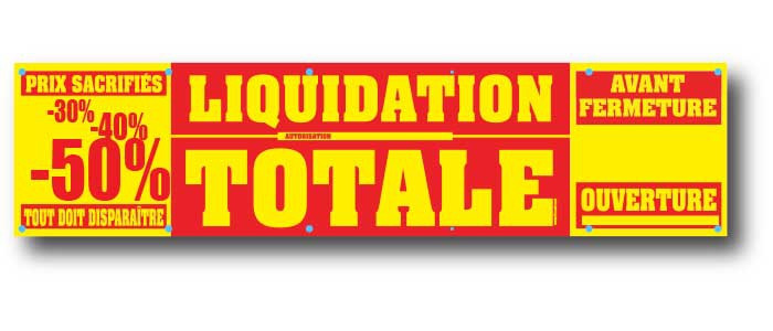 Bâche LIQUIDATION TOTALE  L500 H120 cm