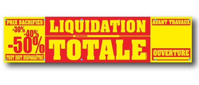 Bâche LIQUIDATION TOTALE  L500 H120 cm