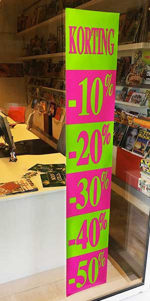 Poster "KORTING 10% 20%30%40%50%" L30 H168 cm