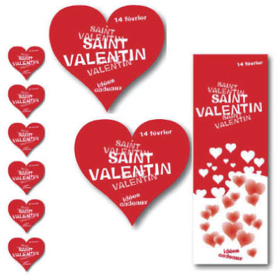 Kit de 3 cartons Saint Valentin et 1 affiche 