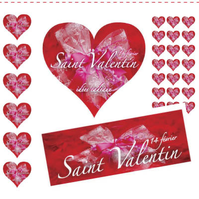 kit de 2 cartons Saint Valentin 1 affiche et 500 stickers