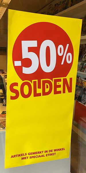 Poster SOLDEN 50%, 115 x 56 cm 