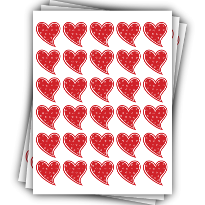 10  planches de stickers "coeurs rouges" Saint Valentin 3