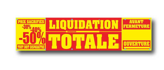 Bâche LIQUIDATION TOTALE  L250 H60 cm