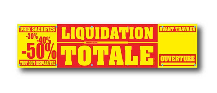 Bâche LIQUIDATION TOTALE  L250 H60 cm