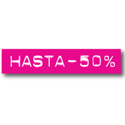 Cartel HASTA -50%, 70 x 14 cm 