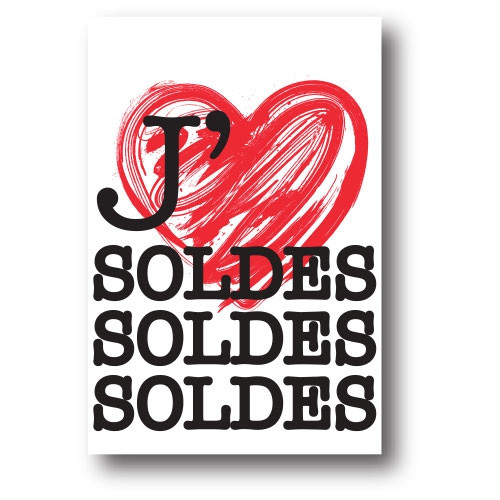 Affiche "J'AIME LES SOLDES" L51 H76 cm