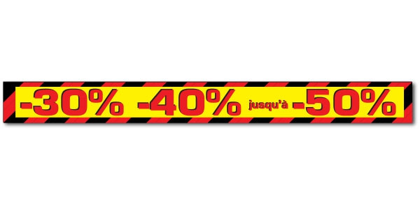 Affiche "-30 % -40% jusqu'à -50%" L170 H17 cm