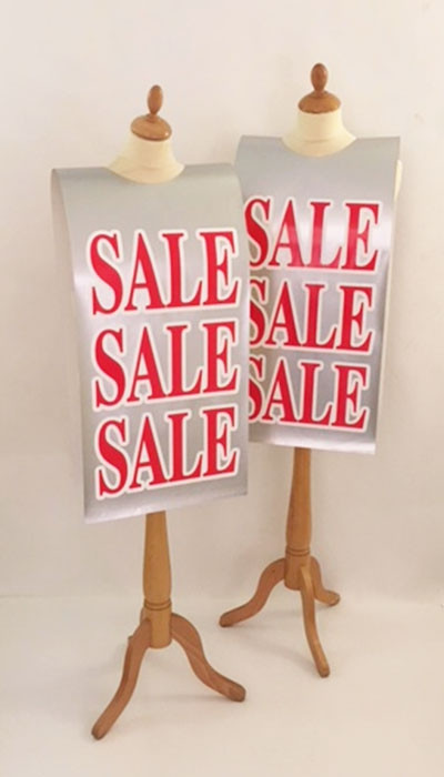 Affiche mannequin  "SALE..." L40 H168 cm