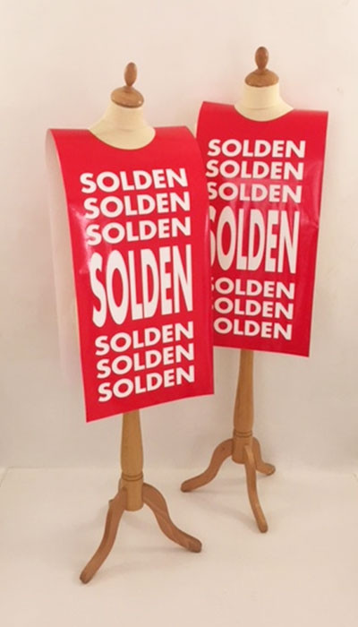 Affiche mannequin  "SOLDEN..." L40 H168 cm