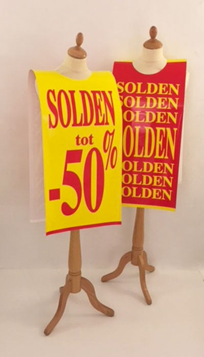 Poster mannequin  "SOLDEN tot  -50%" L40 H168 cm