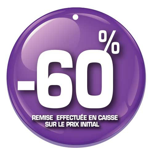 Paquet de 100 étiquettes carton "-60%" L50 H50 mm