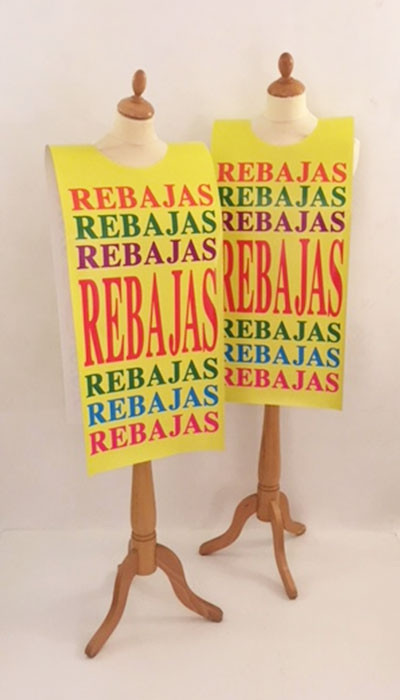 Affiche mannequin  "REBAJAS..." L40 H168 cm