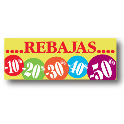 Cartel REBAJAS %, 115 x 40 cm