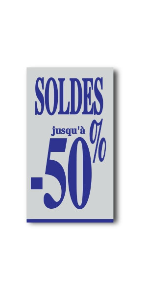 Affiche "SOLDES jusqu'à -50%" L40 H72 cm