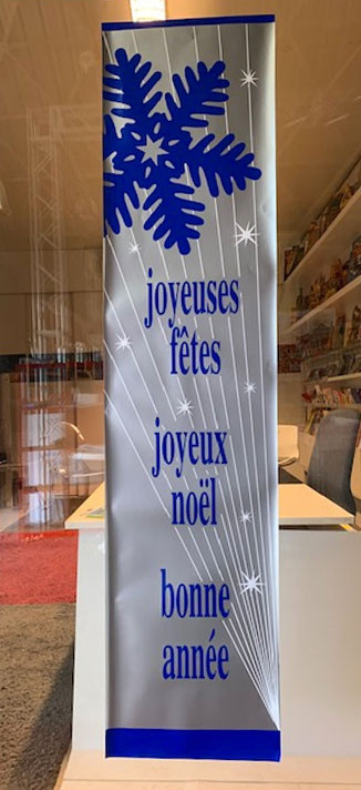 Affiche "joyeuses fêtes, joyeux Noël, bonne année" L40 H170 cm