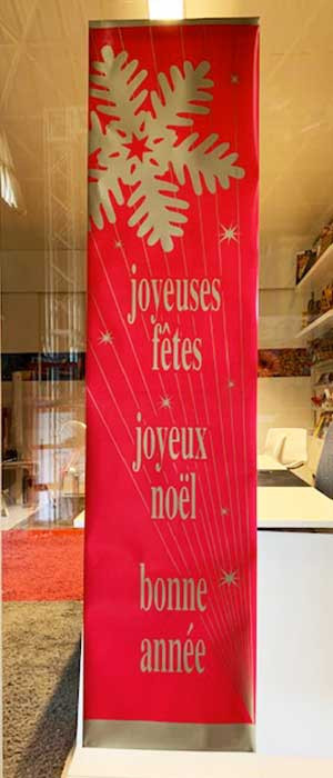 Affiche "joyeuses fêtes, joyeux Noël, bonne année" L40 H170 cm