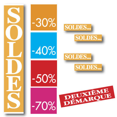 kit de 10 affiches SOLDES "OR et BLANC"