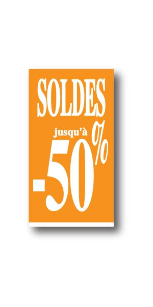 Affiche "SOLDES jusqu'à -50%" L40 H72 cm