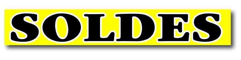 Affiche "SOLDES" jaune fluo L168 H20 cm