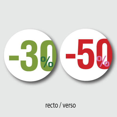 Carton rond "30% 50%"