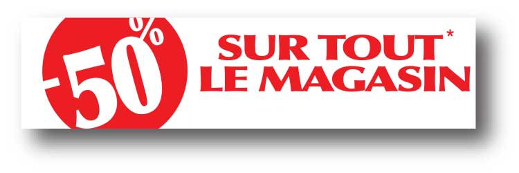 Affiche ''-50% sur tout le magasin'' L165 H40 cm