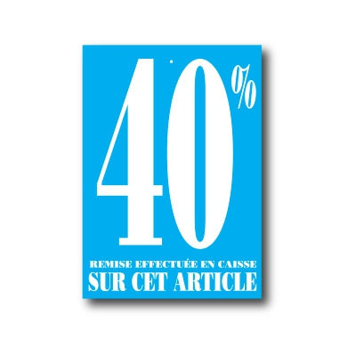 Paquet de 100 étiquettes carton "40%" L60 H85 mm