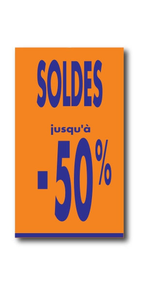 Affiche "SOLDES jusqu'à -50%" L40 H73 cm