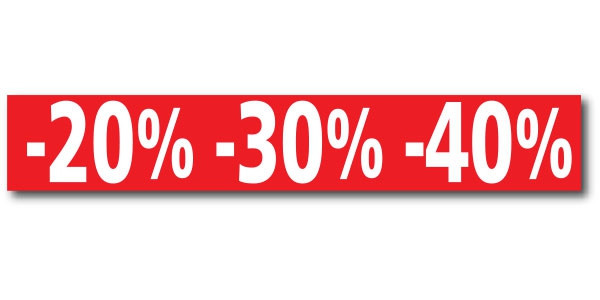 Affiche "-20% -30% -40%" L120 H20 cm