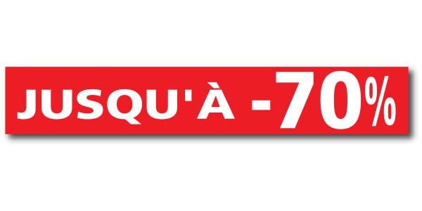 Affiche "JUSQU'A -70 %" L120 H20 cm