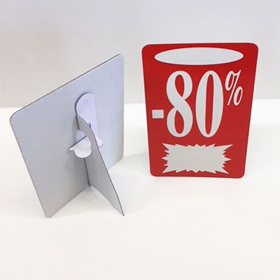 Carton "-80%" avec chevalet arrière L13 H22 cm