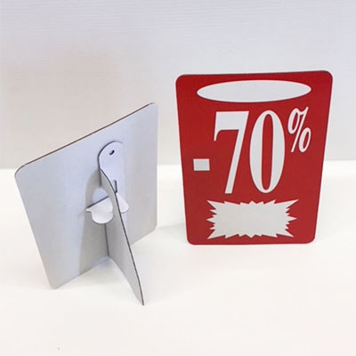 Carton "-70%" avec chevalet arrière L13 H22 cm