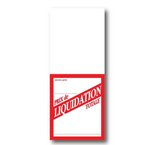 Paquet de 250 étiquettes papier "Prix de LIQUIDATION TOTALE" L5,2 H12 cm