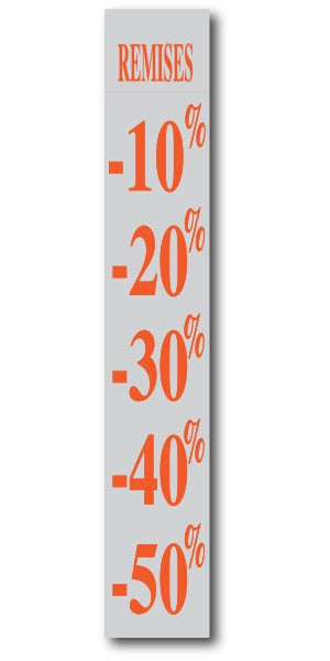 Affiche "REMISES -10 à -50 %" L28 H168 cm