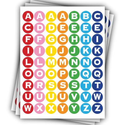 3 Planches stickers ronds "ALPHABET"