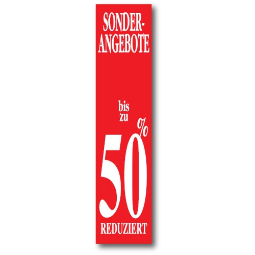 Plakat "50% REDUZIERT" 170 X 40 CM