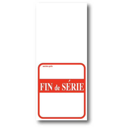 Paquet de 500 étiquettes papier  "FIN DE SERIE" L52 H 120 mm