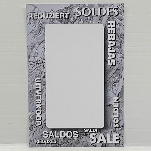 Paquet de 100 étiquettes "déco Hiver - SOLDES" L80 H120 mm