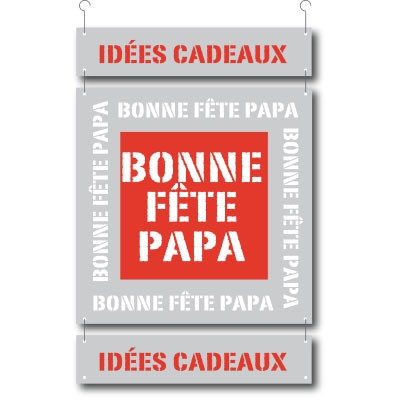 3 cartons pelliculés BONNE FÊTE PAPA   L34 H70 cm