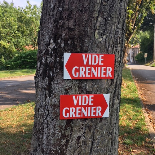 Panneau  "VIDE GRENIER" 2 L38 H20,5 cm