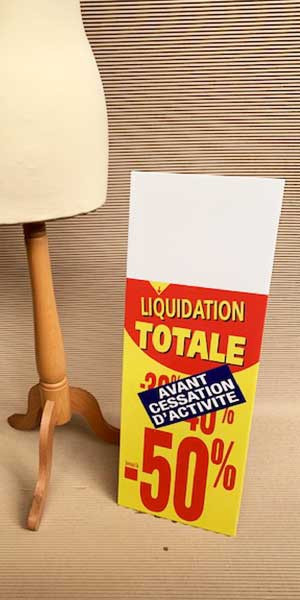 Panneau rigide LIQUIDATION TOTALE -50% Avant Cessation L30 H80 cm avec chevalet arriere